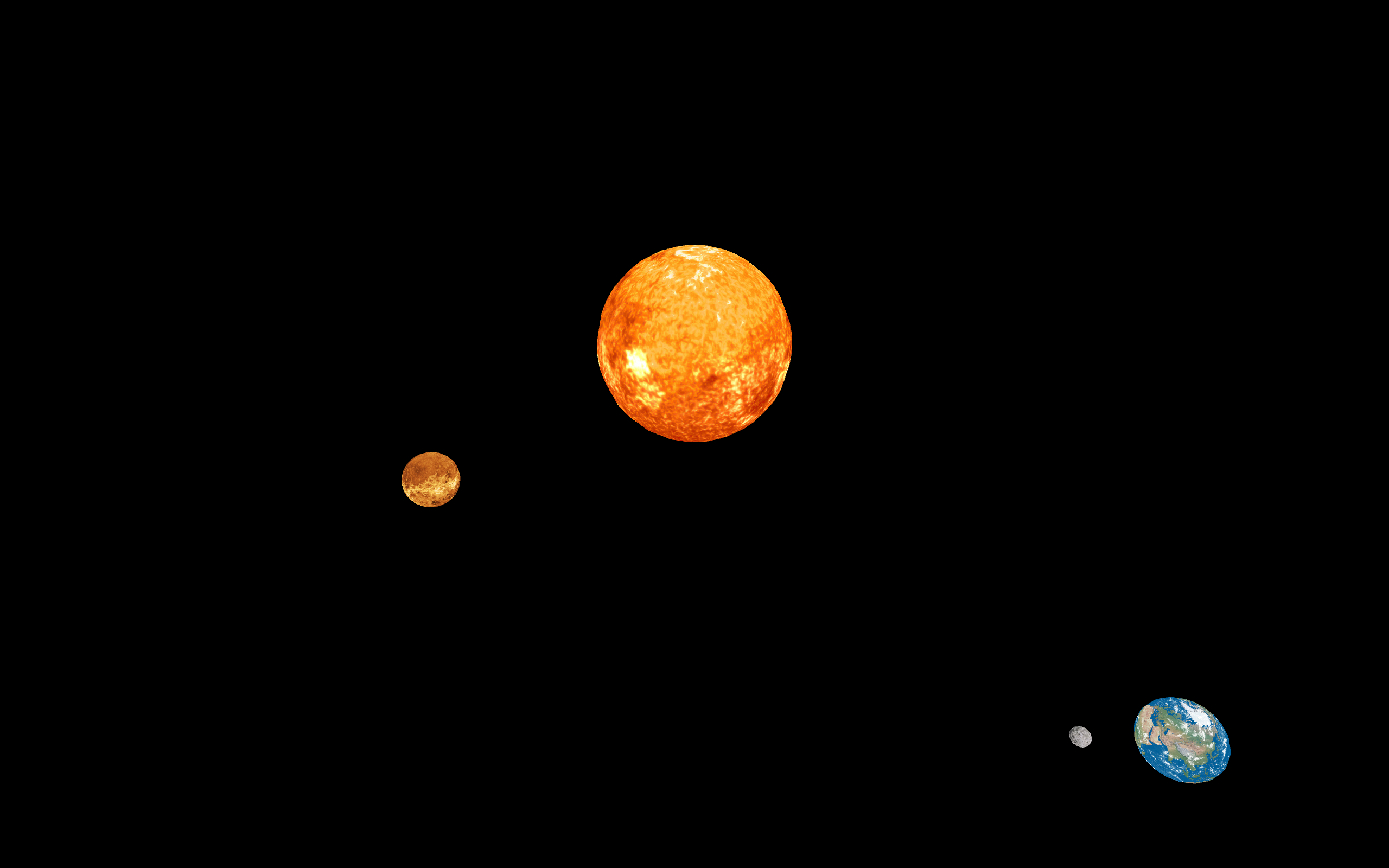 Graphics and HPC - Solar system visualization with Sun, Mercury, Earth and Moon